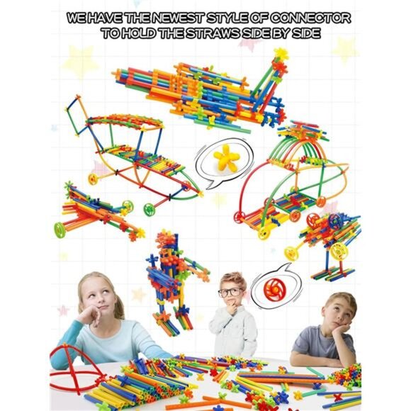600PCS STEM Building Toy Straw Constructor Toy Up Grade Engineering Building Set - Picture 4 of 6